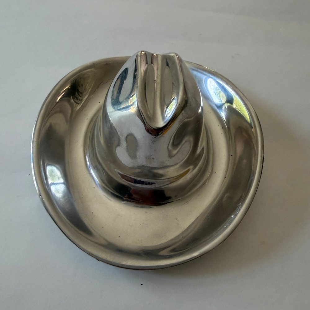 Caren Schiro Polished Metal Cowboy Hat Sculpture Silver Western Decor 5 inch